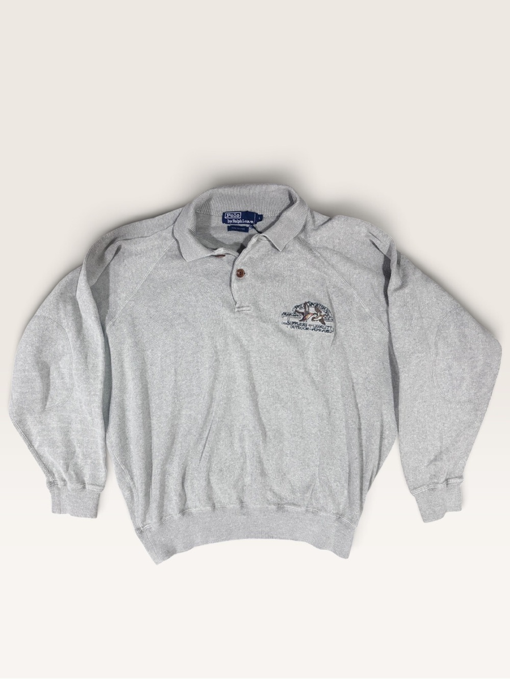 Polo Ralph Lauren Sportsman Pullover Sweatshirt Gray Embroidered Ducks L